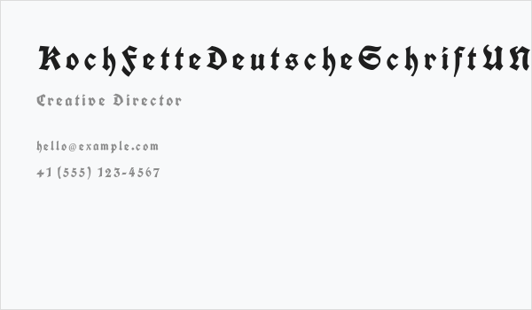KochFetteDeutscheSchriftUNZ1A-I Business Card