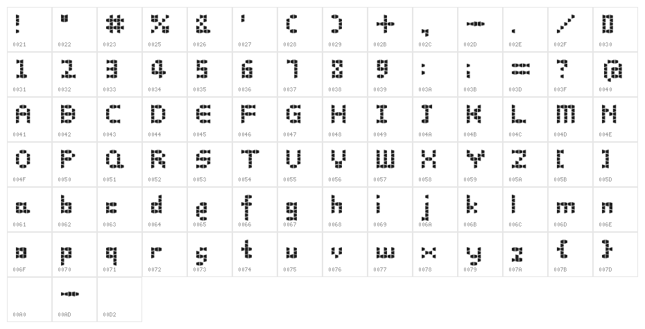 Kodama RegularE Character Map