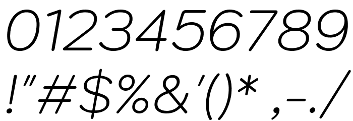 Kodchasan ExtraLight Italic Font OTHER CHARS