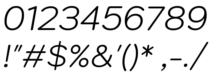 Kodchasan Light Italic Font OTHER CHARS