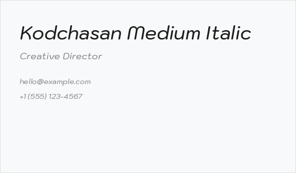 Kodchasan Medium Italic Business Card