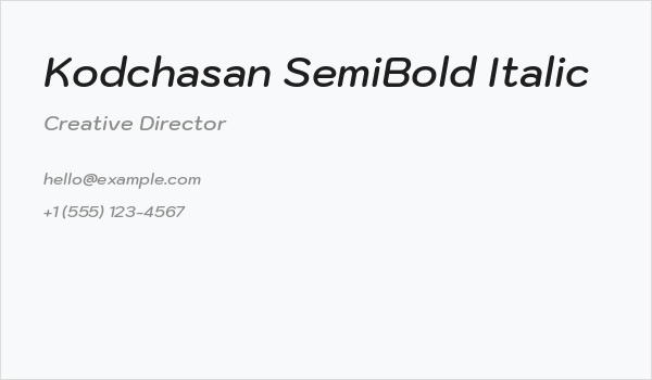 Kodchasan SemiBold Italic Business Card
