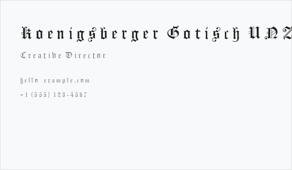 Koenigsberger Gotisch UNZ1L Italic Business Card