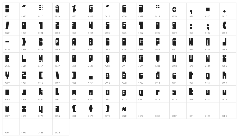 Kohken Heavy Character Map