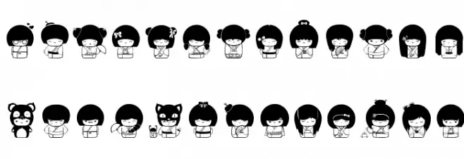 Kokeshi Kawaii Fuentes MINÚSCULAS