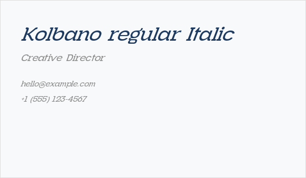 Kolbano regular Italic Business Card