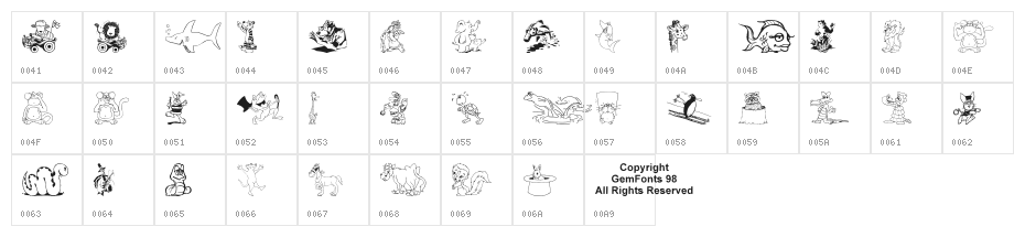 Komedy Kritters Character Map