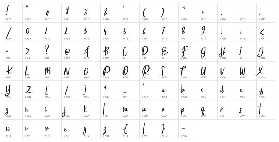 Komik Regular Character Map