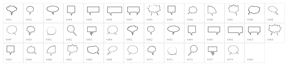 Komika Bubbles Character Map