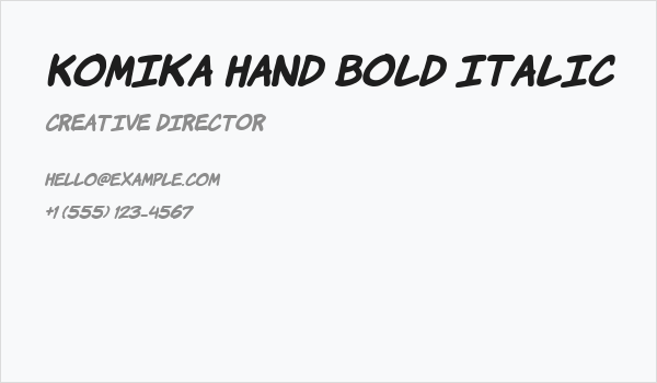 Komika Hand Bold Italic Business Card