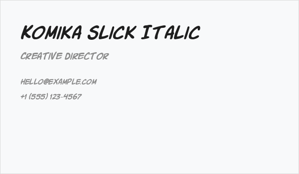 Komika Slick Italic Business Card