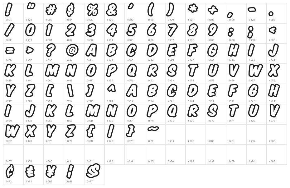 Komika Title - Brush Character Map