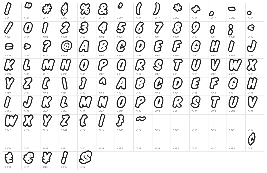 Komika Title - Brush Character Map