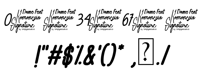 Komonesia Signature Slant Font OTHER CHARS