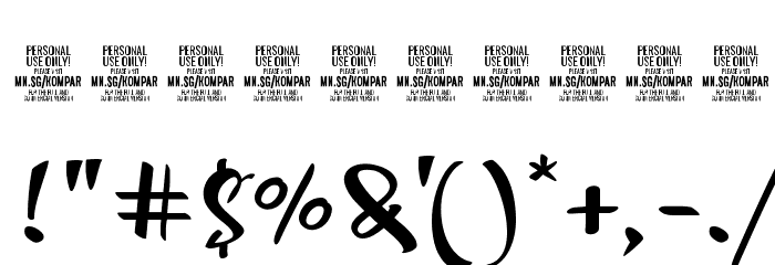 Kompar Bold PERSONAL USE ONLY Font OTHER CHARS