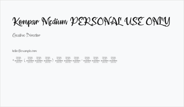 Kompar Medium PERSONAL USE ONLY Business Card