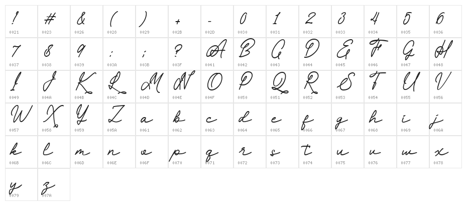 Komsiyochi Regular Character Map