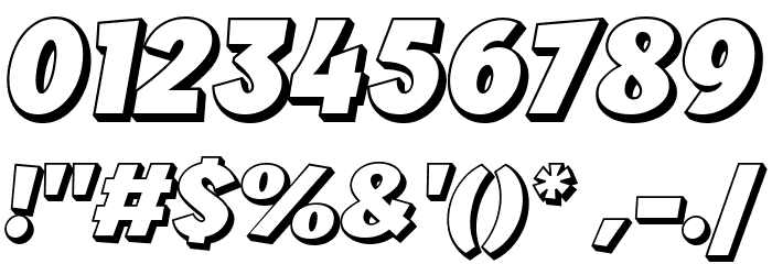Komyca 3D free version Italic Font OTHER CHARS