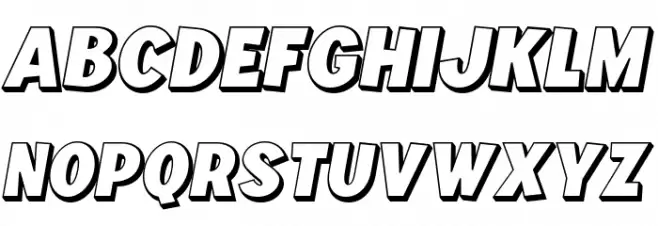 Komyca 3D free version Italic Schriftart Groß