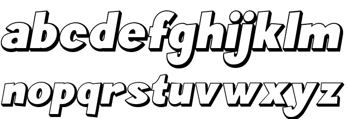 Komyca 3D free version Italic Font LOWERCASE