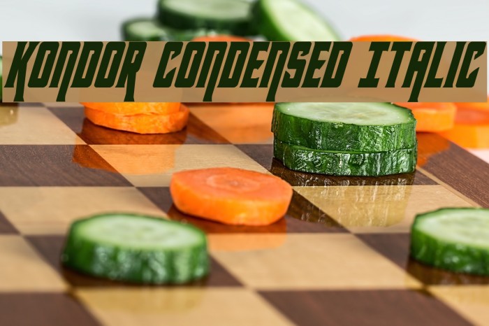 Kondor Condensed Italic Font examples