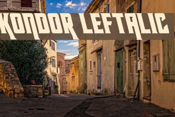 Kondor Leftalic Font examples
