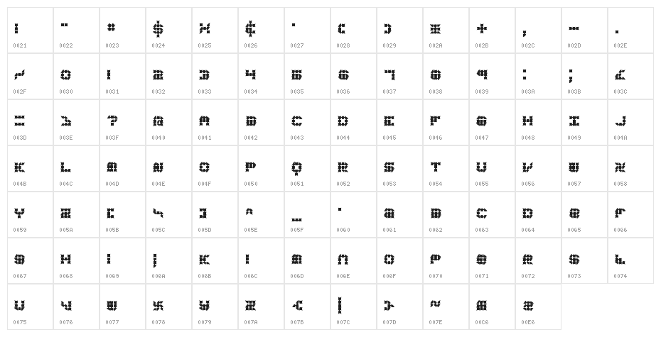 Konector Eerie -BRK- Character Map