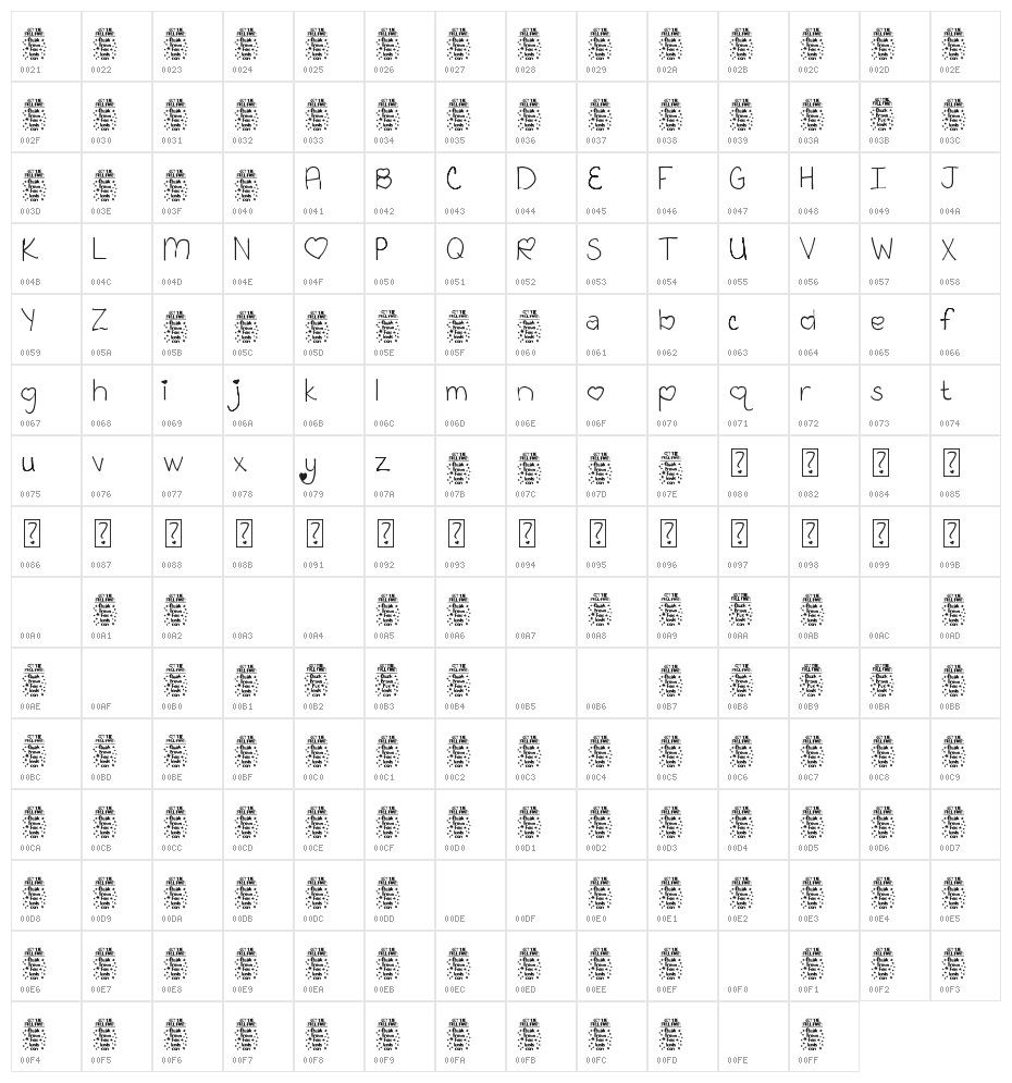Kooky Kieran Hearts [Demo] Character Map