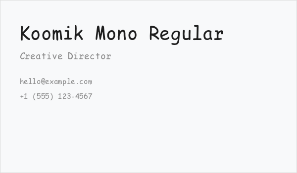 Koomik Mono Regular Business Card