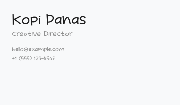 Kopi Panas Business Card