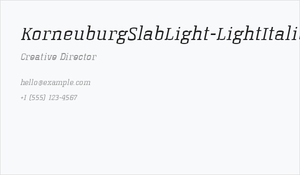 KorneuburgSlabLight-LightItalic Business Card