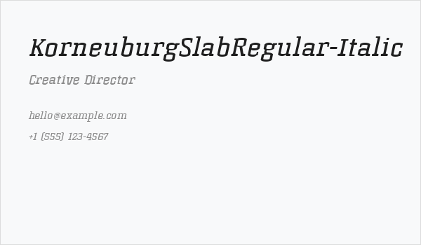 KorneuburgSlabRegular-Italic Business Card