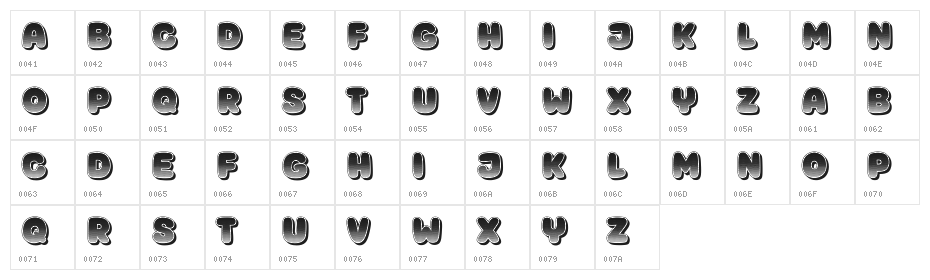 Korvo Hollow Regular Character Map