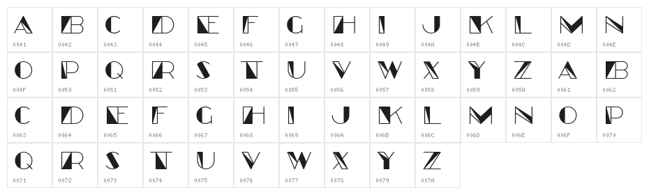 Kosaken Book Regular Character Map