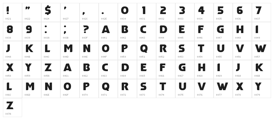 Kotatsu Book Regular Character Map