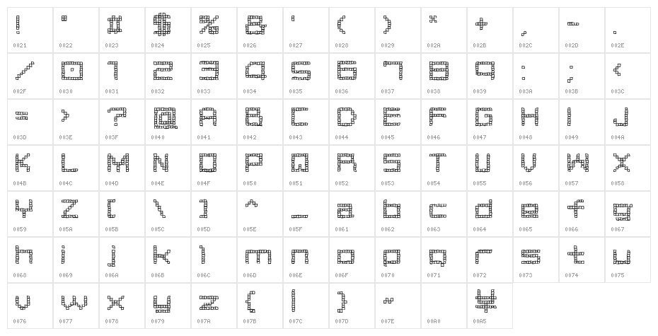 Kouin Regular Character Map
