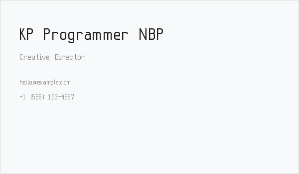 KP Programmer NBP Business Card