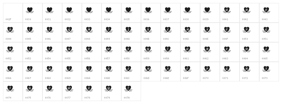 KR Amish Heart Character Map