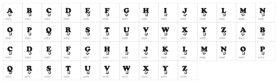 KR Anchors Away Character Map