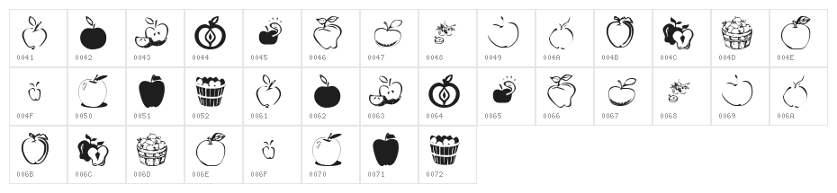 KR Apple A Day Character Map