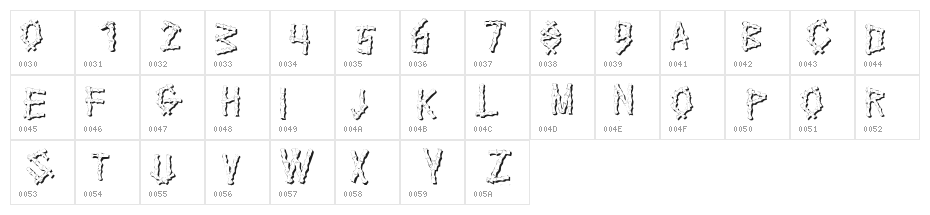 KR Bamboo Character Map