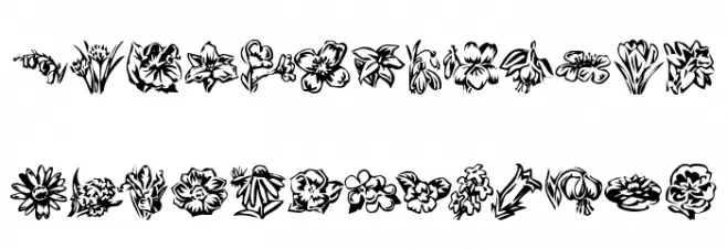 KR Beautiful Flowers 2 Font Litere mari