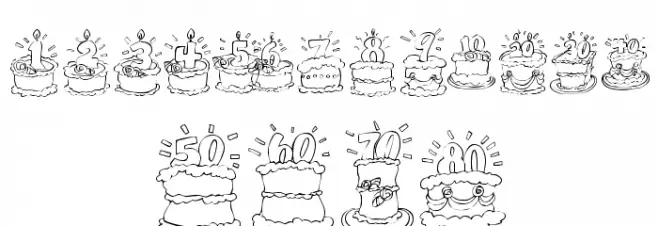 KR Birthday Cake! Dings フォント 大文字