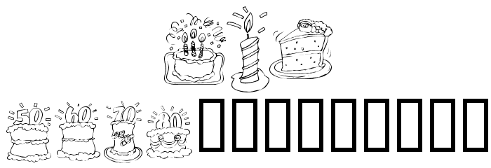 KR Birthday Cake! Dings Font LOWERCASE