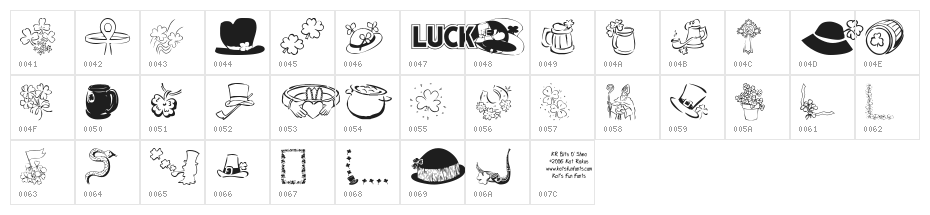KR Bits O'Shea Character Map