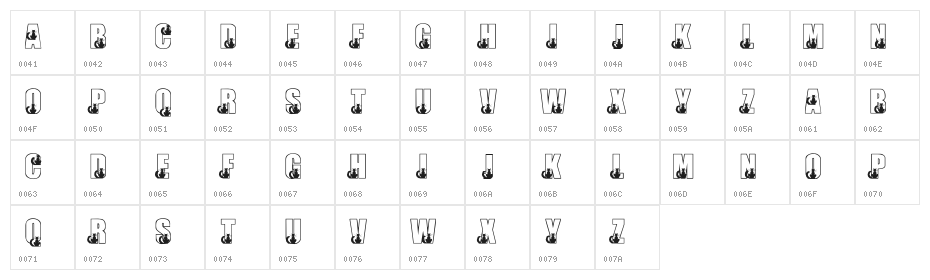 KR Black Kat Character Map