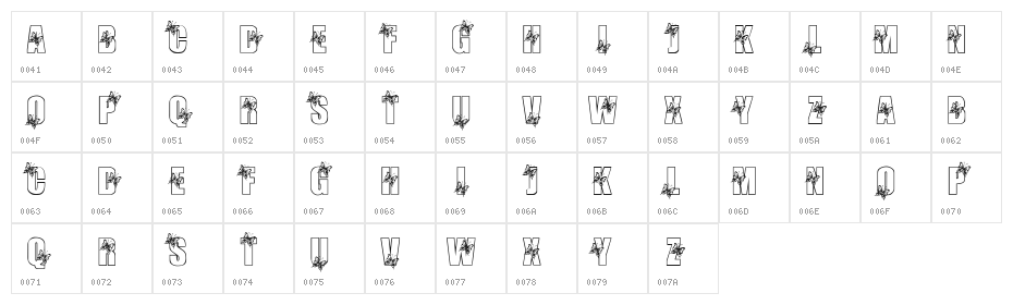 KR Butterfly 3 Character Map