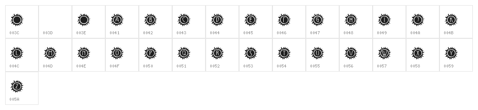 KR California Sun Character Map