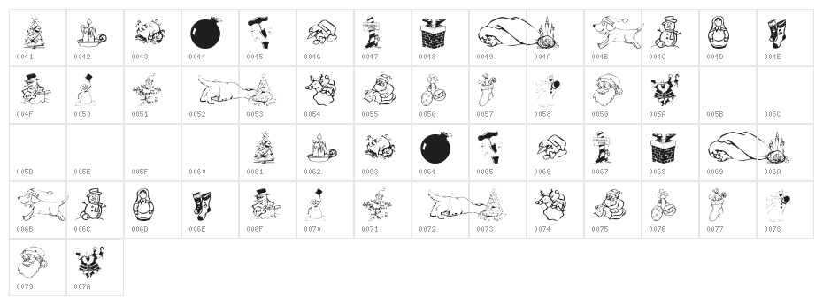 KR Christmas Dings 2004 Character Map