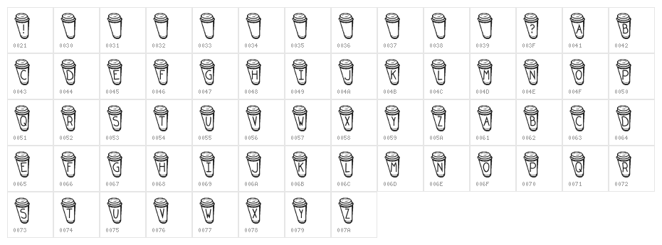 KR Coffee To Go Character Map